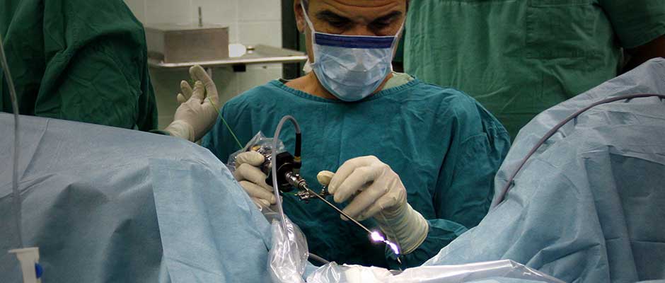 Doktor sa endoskopom za vrijeme trajanja zahvata | Doctor Working with an Endoscope During a Procedure